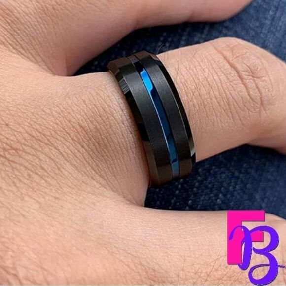 Tungsten Carbide Thin Blue Line Ring size 10 NWT - Picture 5 of 7